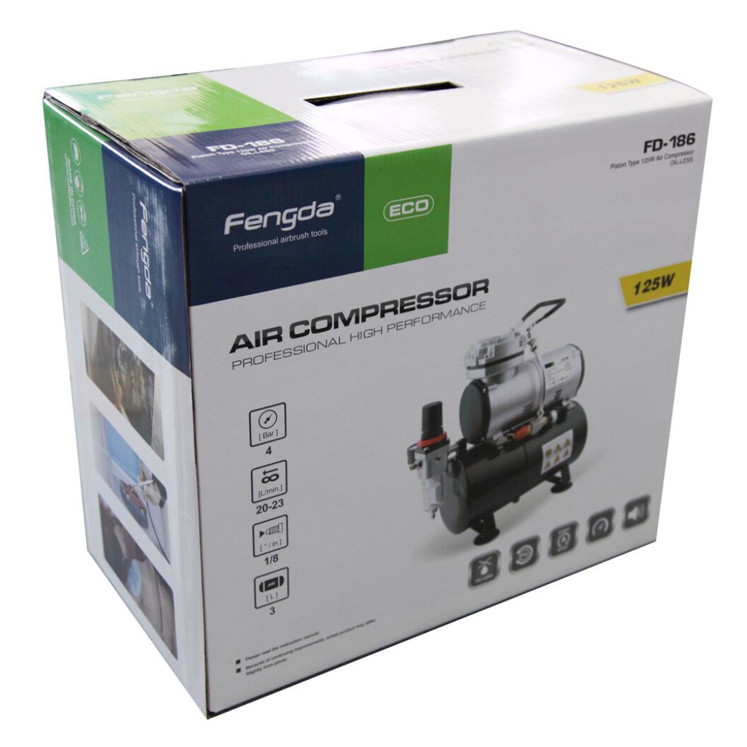 Aérographe succion BD-128 + compresseur AS-186 + accesoires