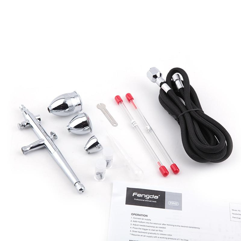 Airbrush Compressor Kit Dual Action Airbrush Paint Gun With 0.3mm Nozzle For Nail Art, Cake