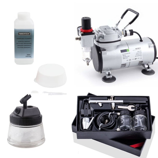 Aérographe BD-128 par succion et compresseur FD-18-2 avec accessoires