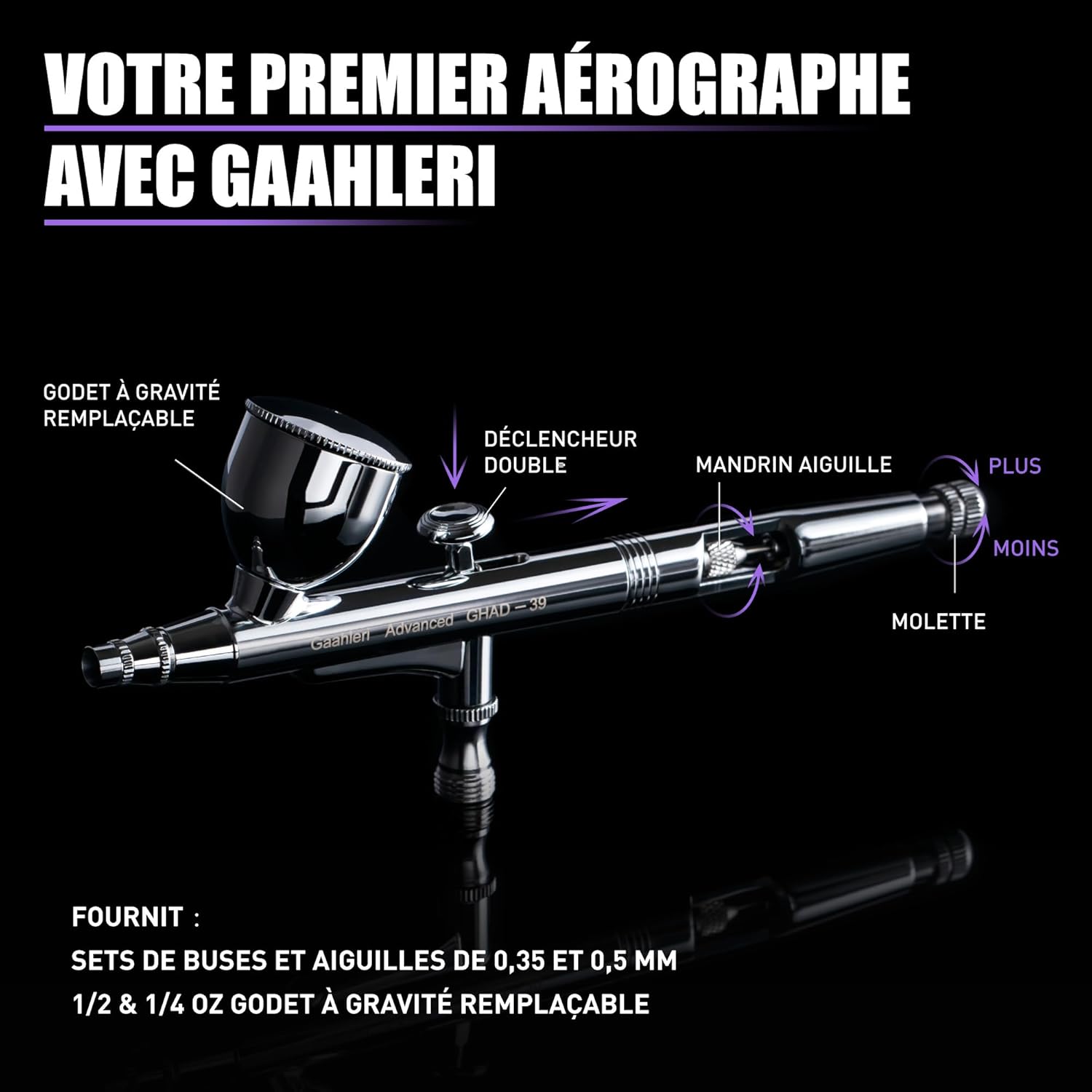 aérographe GHAD39 pour nail art ou textile