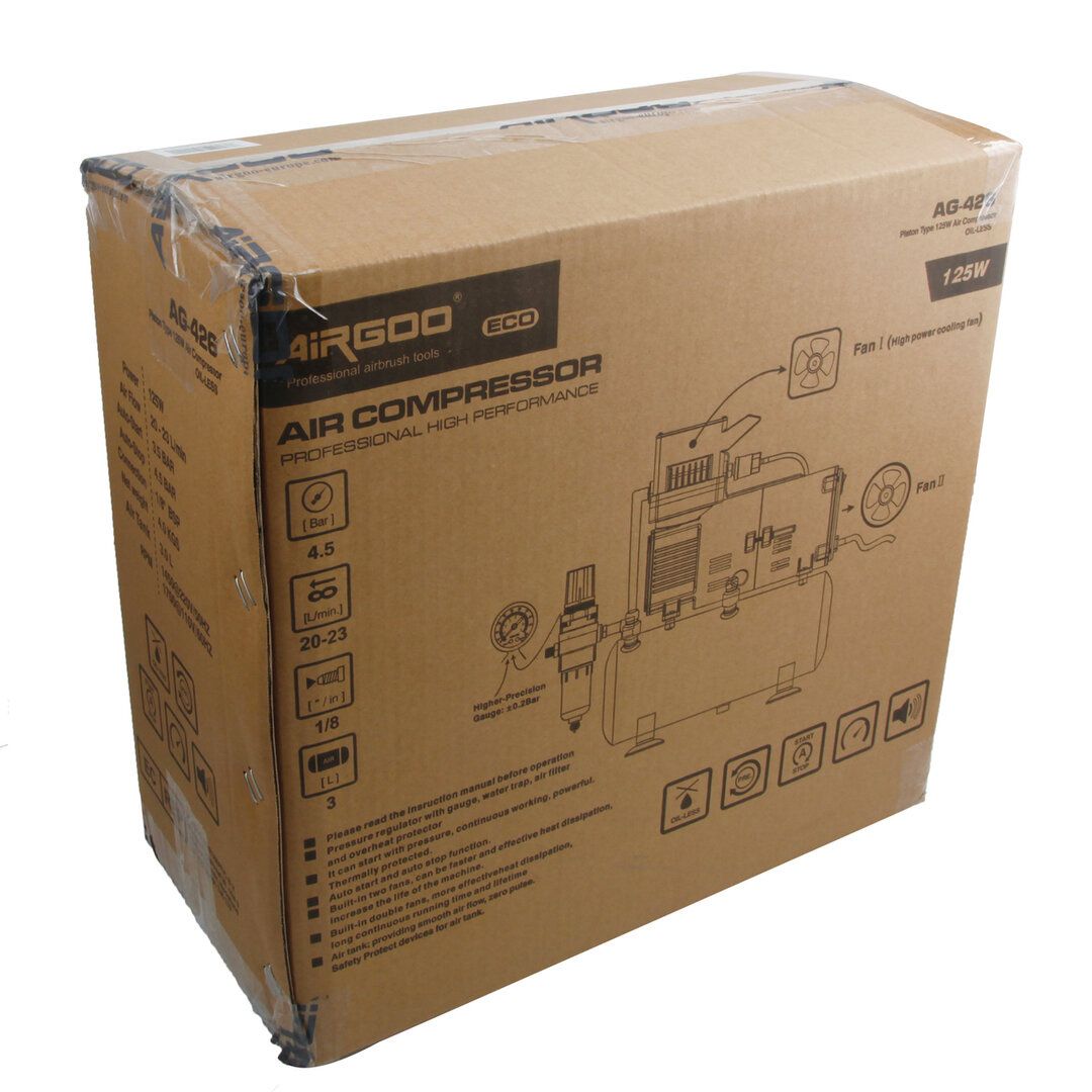 Compresseur AG-426 avec cuve et double ventilateur pour aérographe