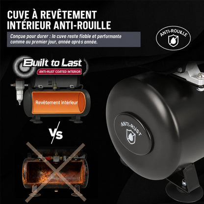 cuve de compresseur pour aérographe avec revêtement intérieur anti-rouille