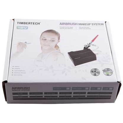 kit aérographe maquillage Timbertech MK-200 dans sa boîte fermée avec le tableau du contenu