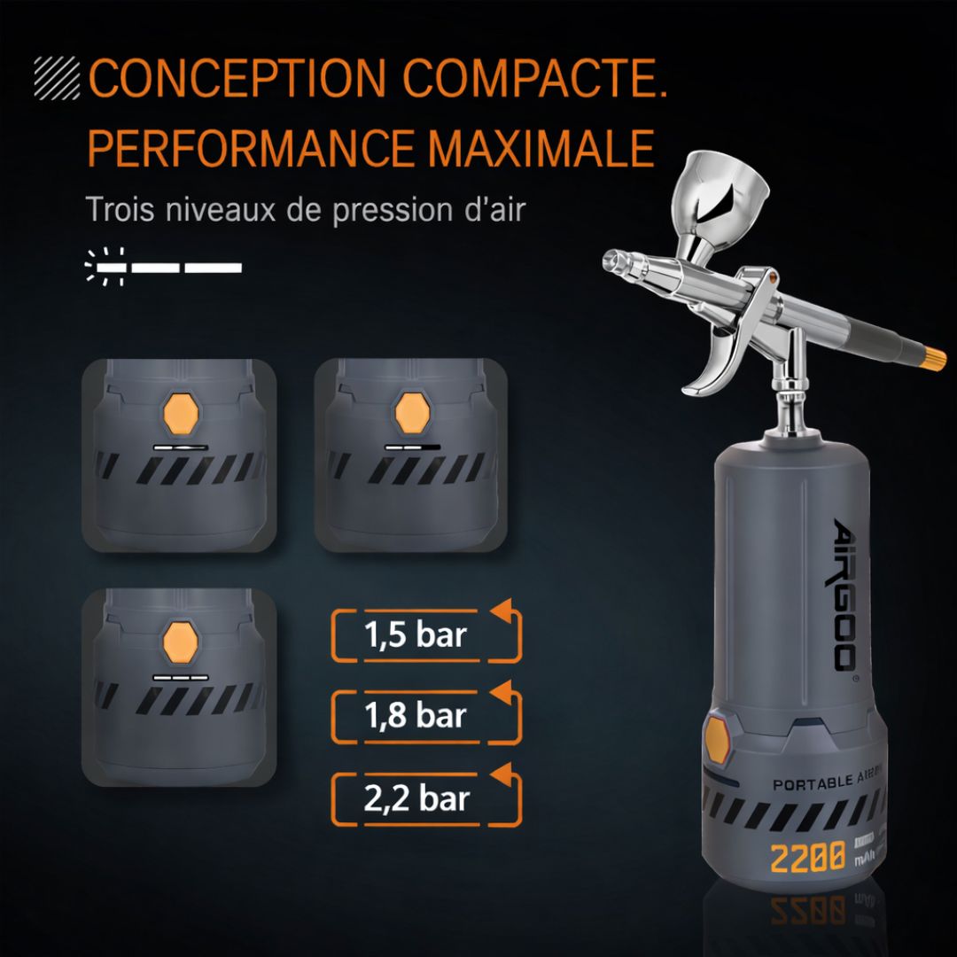 kit complet aérographe nomade avec buses accessoires et pinceaux
