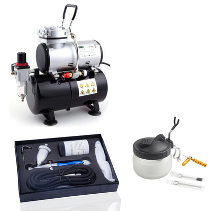 Kit Aérographe avec Compresseur d'Air 1/6 HP, Compresseur Aérographe Professionnel à Double Action, avec 1 Pistolet, 3 Buses, Tuyau,1 Kit de Nettoyage, Décoration Pâtisserie Onglerie Modélisme | FR Kit Aérographe avec Compresseur d'Air 1/6 HP, Compresseur Aérographe Professionnel à Double Action, avec 1 Pistolet, 3 Buses, Tuyau,1 Kit de Nettoyage, Décoration Pâtisserie Onglerie Modélisme | FR
